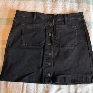 Madewell Black Button-Front Mini Skirt